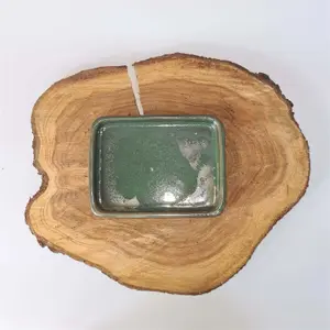 18cm Glazed Drip Tray - Rectangle - Green