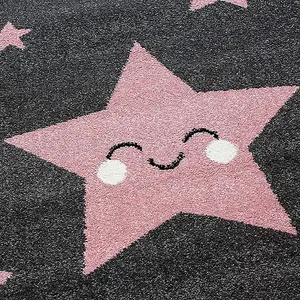 Pink and Grey Stars Rug - Kids - 160x230cm