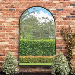 MirrorOutlet Arcus - Black Framed Full Length Arched Leaner Wall Garden Mirror 75" x 47" (190x120CM)