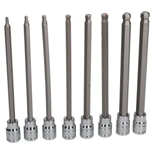 3/8in Drive Metric Extra Long Allen Hex Key Ball Ended Sockets 8pc