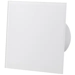 AirRoxy Shiny White Glass Front Panel 100mm Timer Extractor Fan for Wall Ceiling Ventilation