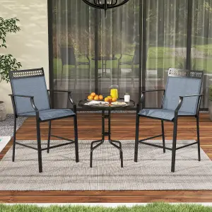 Costway Set of 2 Outdoor Patio Chairs Home Fabric Bar Stools w/ Footrest