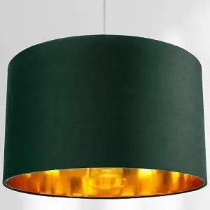 Contemporary Green Cotton 14 Table/Pendant Lamp Shade with Shiny Copper Inner