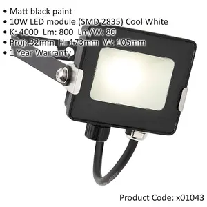 4 PACK Outdoor Waterproof LED Floodlight - 10W Cool White LED - Matt Black