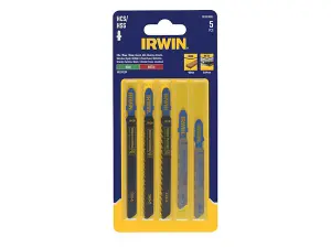 IRWIN T-Shank Jigsaw Blade Set for Wood and Metal - 5-Piece Essential Toolkit