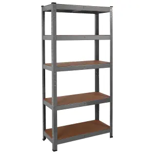 House of Home Heavy Duty Garage Shelving Unit - 5 MDF Shelves, 875 kg Max Load Units - Grey - 70 x 30 x 150 (cm)