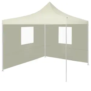 Berkfield Professional Folding Party Tent with 2 Sidewalls 2x2 m Steel Cream