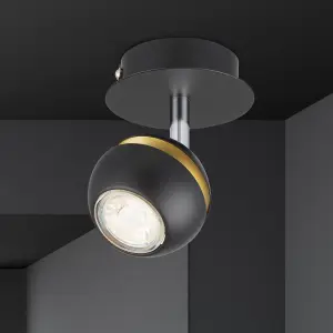 Austin Single Round Black and Gold Spotlight by Arlec