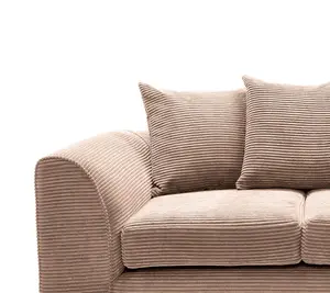 Jumbo Brown Cord 2 Seater Sofa for Living Room with Thick Luxury Deep Filled Cushioning