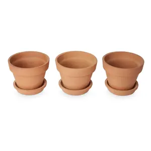 Verve Laleh Terracotta Plant pot (Dia) 13.5cm, (H)11cm, Pack of 3, 3L