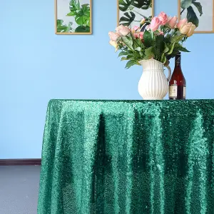 Neel Blue 120 Inch Round Sequin Tablecloth, Emerald Green