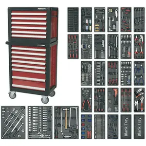 Heavy Duty 14 Drawer Tool Chest and Rollcab Bundle - 1233 Piece Professional Tool Set