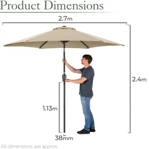 2.7m Crank and Tilt Parasol - Taupe