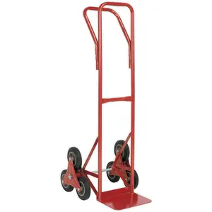 150Kg Heavy-Duty Stair Climbing Sack Truck with Solid Rubber Wheels - Ideal for Large Boxes in Red