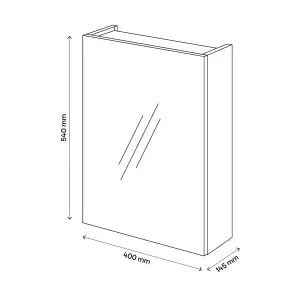 Veleka Gloss White Single Bathroom Cabinet with Mirrored door (H)540mm (W)400mm