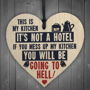 Red Ocean Vintage This Is My Kitchen Funny Hanging Wooden Heart Retro Kitchen Sign Gifts