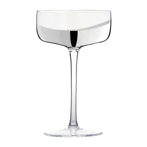 Wave Champagne Saucers (Set of 2) Clear/Silver