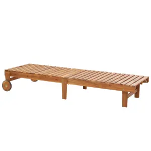 Sun Lounger Wood Light Wood PIETRALUNGA