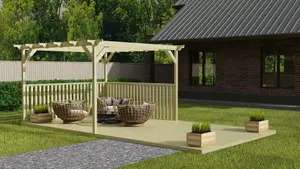 Rectangular pergola and decking kit with balustrade V.2, 3.6x4.8m