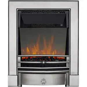 Focal Point Soho 2kW Chrome effect Electric Fire With reflective glass flame (H)555mm (W)390mm (D)114mm