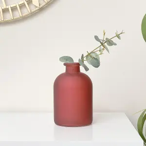 Melody Maison Red Frosted Glass Bottle Vase -18cm