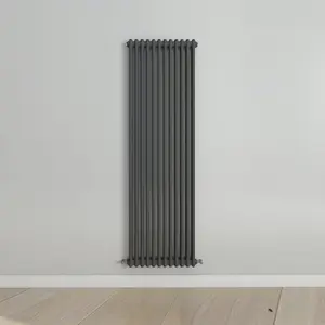 Vertical Anthracite Double Column Radiator (H) 1800mm x (W) 560mm, 7512 BTU.