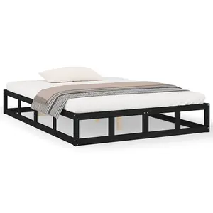 Berkfield Bed Frame Black 120x190 cm Small Double Solid Wood