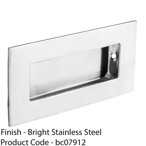 Recessed Sliding Door Flush Pull 102mm x 51mm 12mm Depth Bright Stainless Steel