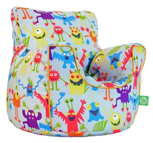 Cotton Grey Monsters Bean Bag Arm Chair Toddler Size