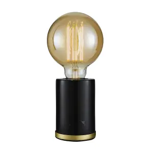 Inlight Cylinder Matt Black Marble effect Table lamp