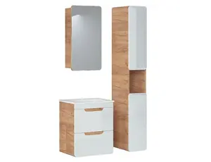 500 Bathroom Vanity Unit Sink Wall Cabinet Drawer White Gloss Oak Compact Aruba