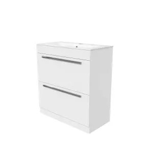 Nes Home Nanuya 800mm White 2 drawers Stylish Slim Basin Vanity Unit