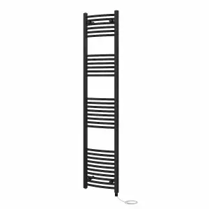 Rinse Bathrooms Electric Heated Towel Rail Curved Black Bathroom Towel Radiator 1800x400mm - 800W