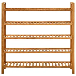 Berkfield Shoe Rack with 5 Shelves 100x27x100 cm Solid Oak Wood