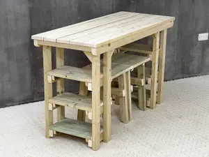 Garden potting table, multi purpose workbench (150cm + 2x chairs)