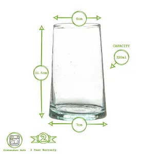 Nicola Spring - Merzouga Recycled Highball Glasses - 320ml - Clear - Pack of 6