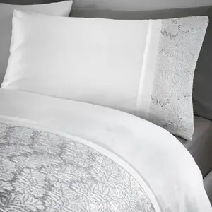 Rouen Geometric White King Bed Linen Bedding Duvet Cover Quilt Set