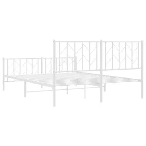 Berkfield Metal Bed Frame without Mattress with Footboard White 150x200cm