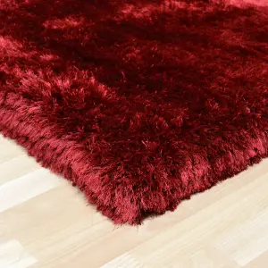 Red Handmade , Luxurious , Modern , Plain , Shaggy , Sparkle Easy to Clean Rug for Living Room, Bedroom - 200cm X 300cm