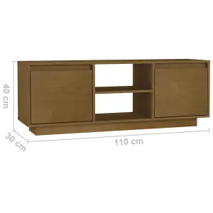 Berkfield TV Cabinet Honey Brown 110x30x40 cm Solid Pinewood