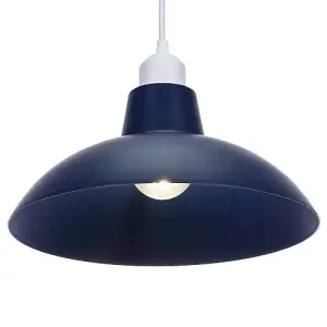 Industrial Retro Designed Matt Midnight Blue Curved Metal Ceiling Pendant Shade