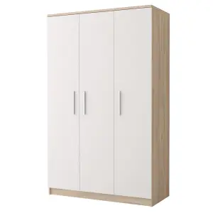 Elegant Omega 19 Hinged Wardrobe W1200mm H1930mm D500mm - White Matt Front and Oak Sonoma Carcass