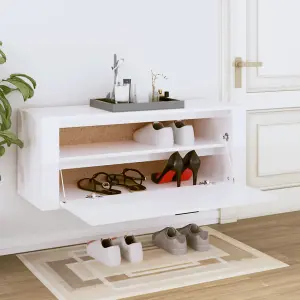 Berkfield Wall Shoe Cabinet High Gloss White 100x35x38 cm Engineered Wood