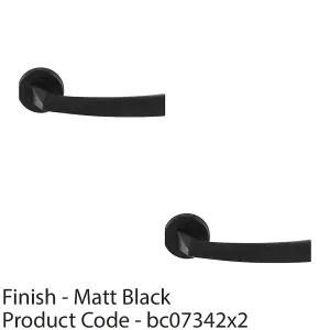 2 PACK - Premium Geometric Slim Door Handle Set - Matt Black Designer Lever Round Rose