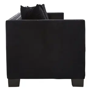 Sofia 3 Seater Black Velvet Sofa