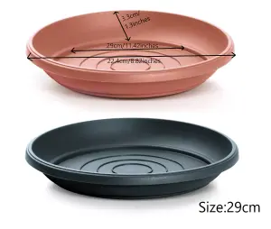 Round Plastic Water Plant Pot Saucer Trays Anthracite 29cm