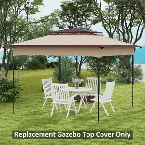 Outsunny 3.25mx3.25m 2-Tier Gazebo Cover Replacement, 30+ UV Protection, Beige