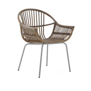 Interiors by Premier Grey Wash Natural Rattan Chair, Rustless Rattan Chair, Easy Cleaning Rattan Armchair