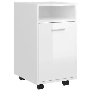 Berkfield Side Cabinet with Wheels High Gloss White 33x38x60 cm Engineered Wood