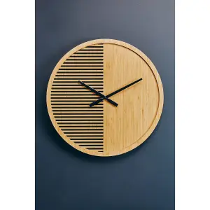 Interiors By Premier Easily Maintained Large Wooden Wall Clock, Large Wood Dial Clock In Kitchen, Contemporary Large Wall Clock